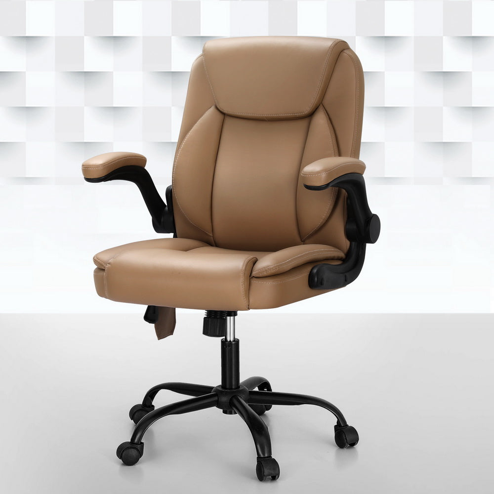 Ayla 2 Point Massage Office Chair Leather Mid Back Espresso