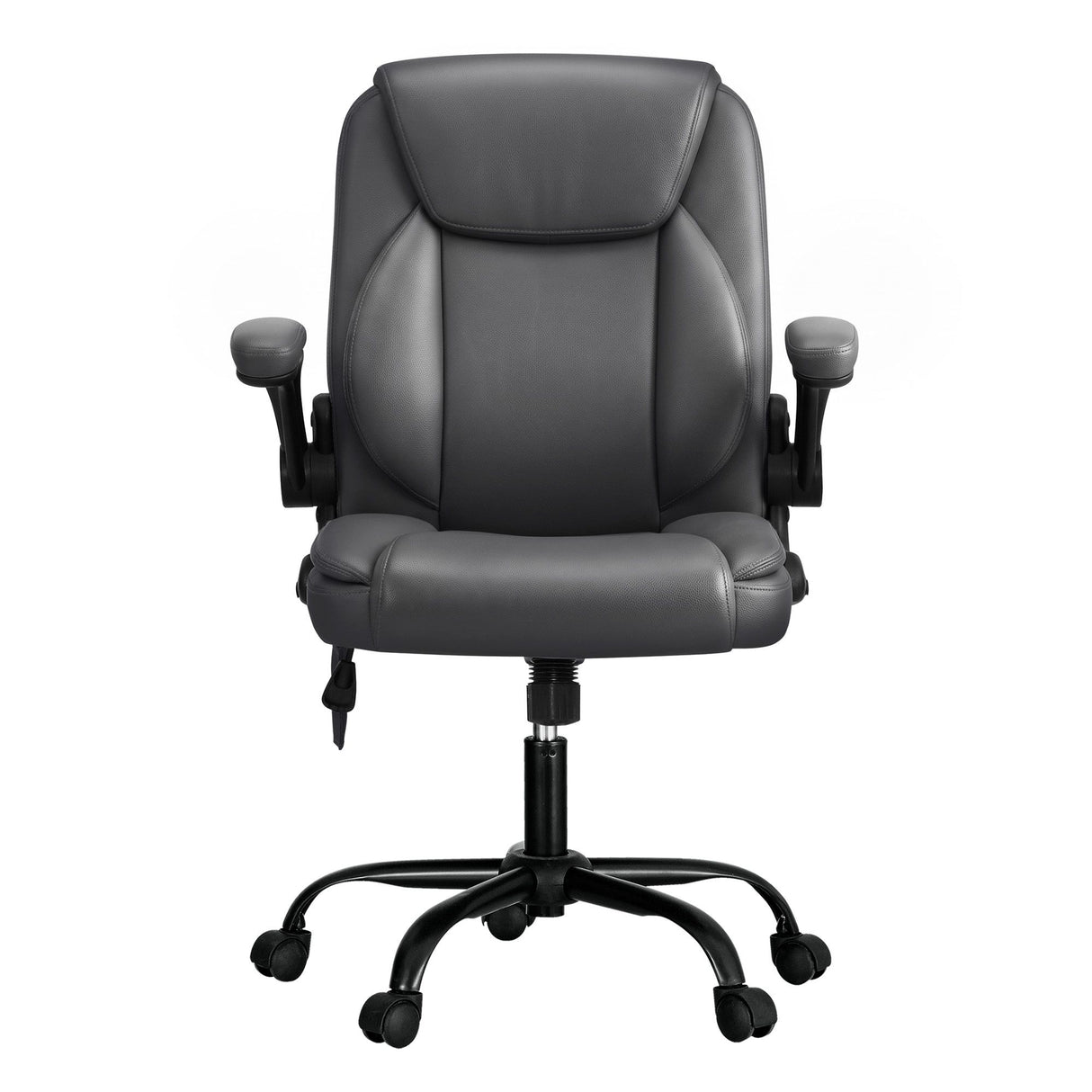 2 Point Massage Office Chair Leather Mid Back Grey