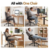 2 Point Massage Office Chair Leather Mid Back Grey