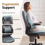2 Point Massage Office Chair Leather Mid Back Grey