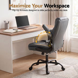 2 Point Massage Office Chair Leather Mid Back Grey