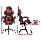 2 Point Massage Gaming Office Chair Footrest Red