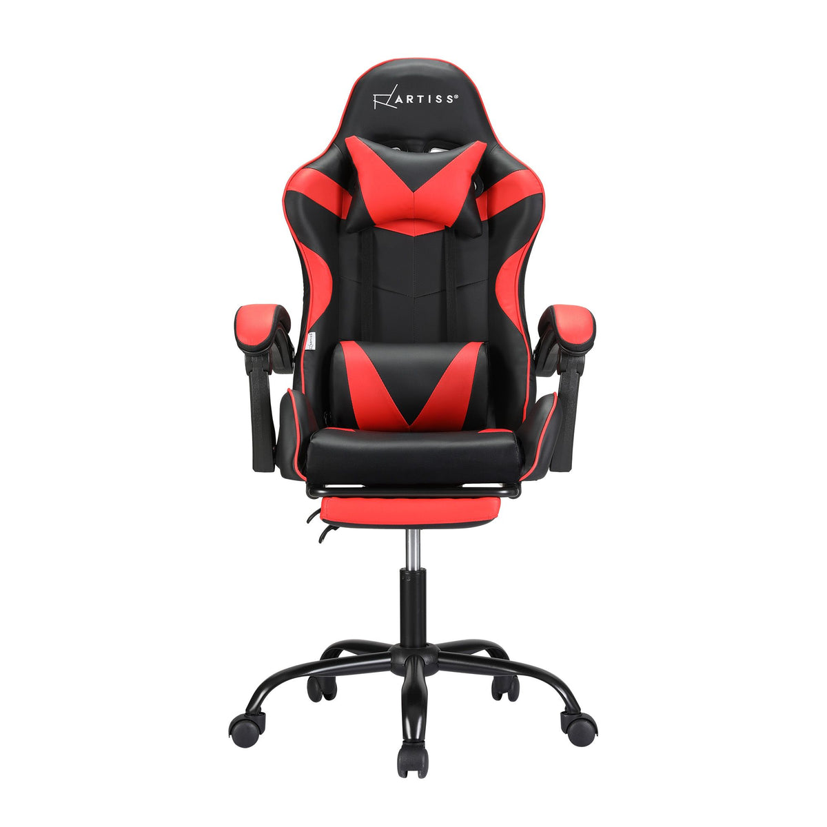 2 Point Massage Gaming Office Chair Footrest Red