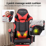 2 Point Massage Gaming Office Chair Footrest Red