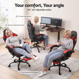2 Point Massage Gaming Office Chair Footrest Red