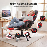 2 Point Massage Gaming Office Chair Footrest Red