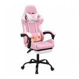 2 Point Massage Gaming Office Chair Footrest Pink