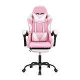 2 Point Massage Gaming Office Chair Footrest Pink