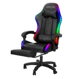 Aria 6 Point Massage Gaming Office Chair 7 LED Footrest Black