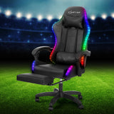 Aria 6 Point Massage Gaming Office Chair 7 LED Footrest Black