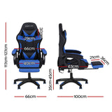 Artiss Gaming Office Chair 12 RGB LED Massage Computer Work Seat Footrest Blue