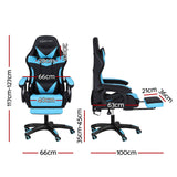 Artiss Gaming Office Chair 12 RGB LED Massage Computer Work Seat Footrest Cyan