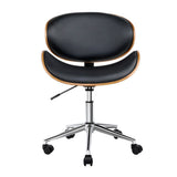 Artiss Wooden Office Chair Leather Seat Black