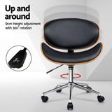 Artiss Wooden Office Chair Leather Seat Black