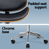Artiss Wooden Office Chair Leather Seat Black