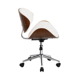 Wooden Office Chair Leather Seat White