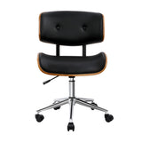 Artiss Wooden Office Chair PU Seat Black Brown