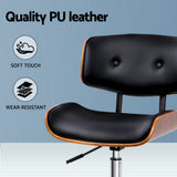 Artiss Wooden Office Chair PU Seat Black Brown