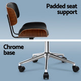 Artiss Wooden Office Chair PU Seat Black Brown