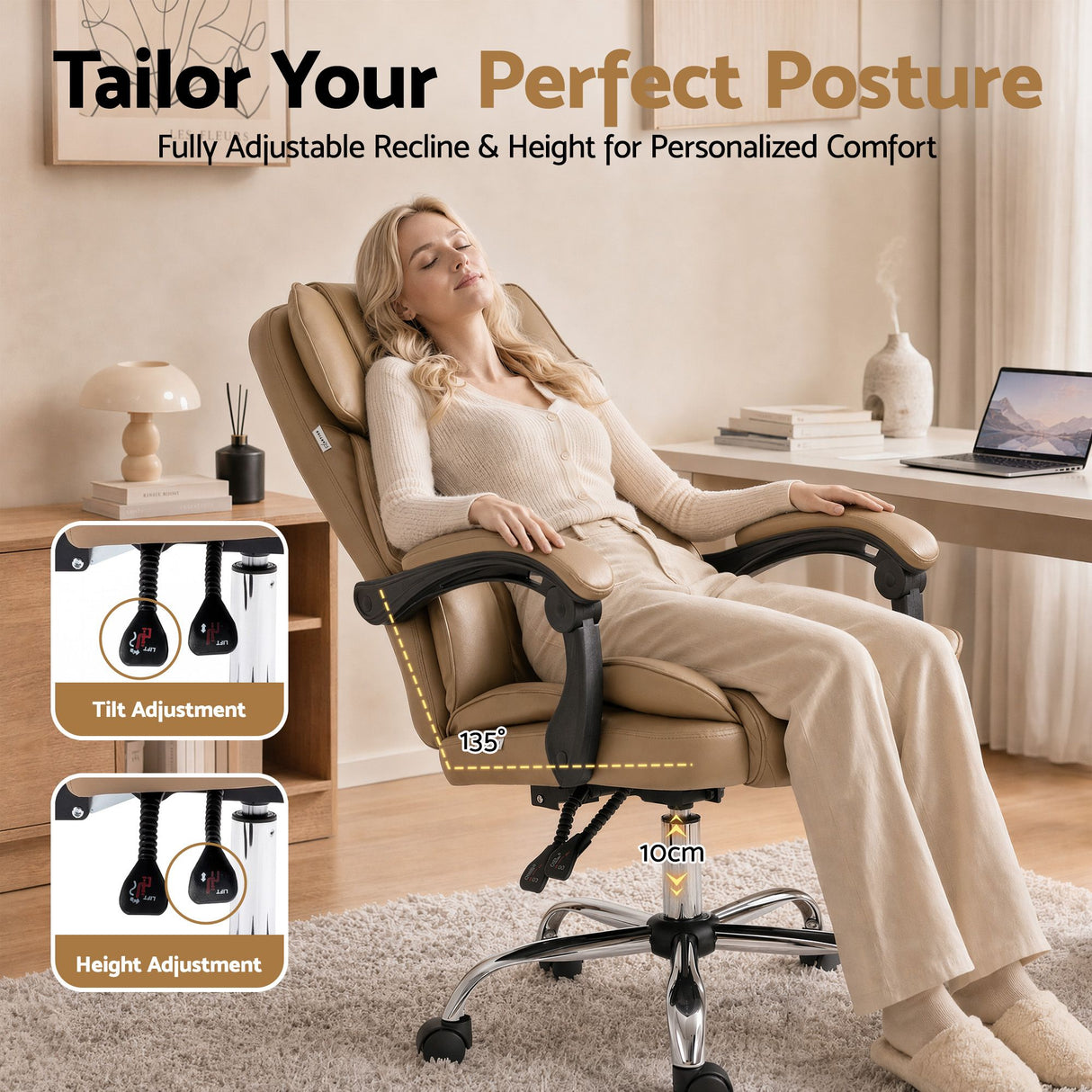 Artiss Executive Office Chair Leather Recliner Espresso
