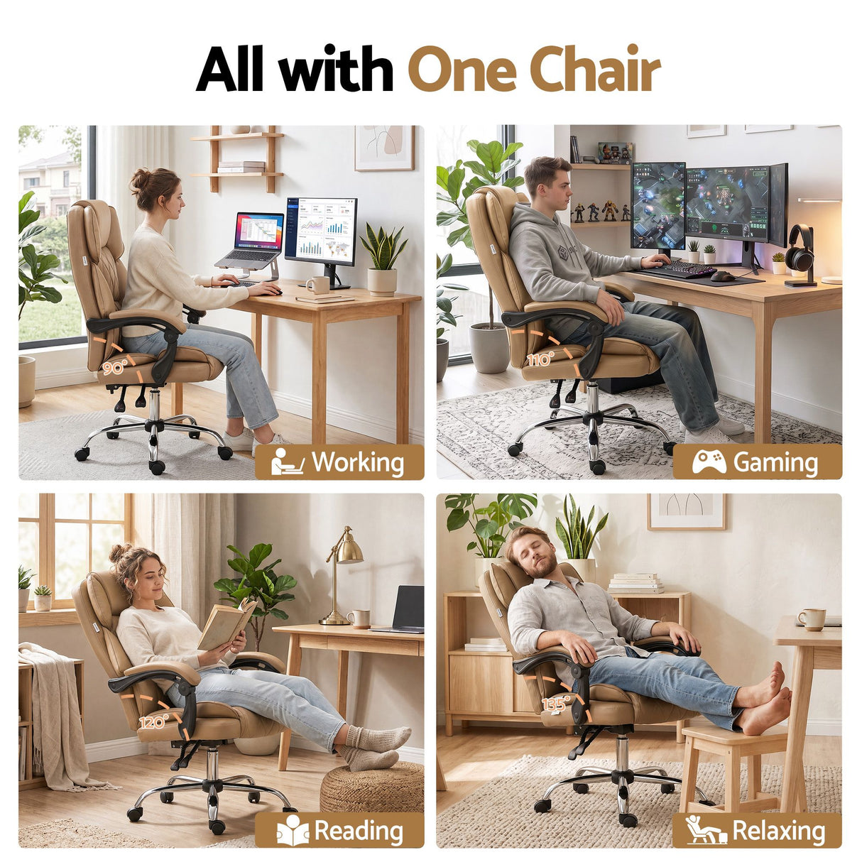 Artiss Executive Office Chair Leather Recliner Espresso