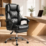 Artiss Executive Office Chair Leather Footrest Black