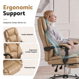 Office Chair PU Leather Tan Adjustable Height