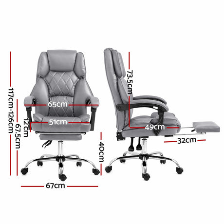 Artiss Executive Office Chair Footrest Grey