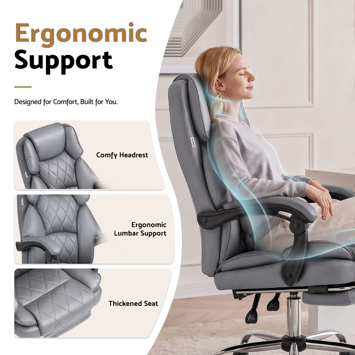 Artiss Executive Office Chair Footrest Grey