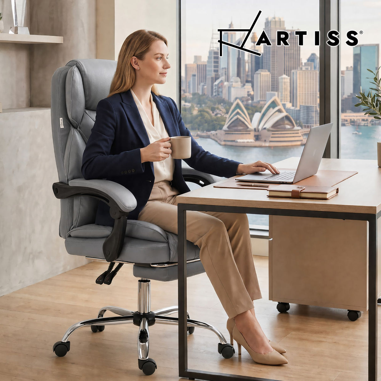 Artiss Executive Office Chair Footrest Grey