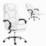 Office Chair Fabric & Foam White Adjustable Height