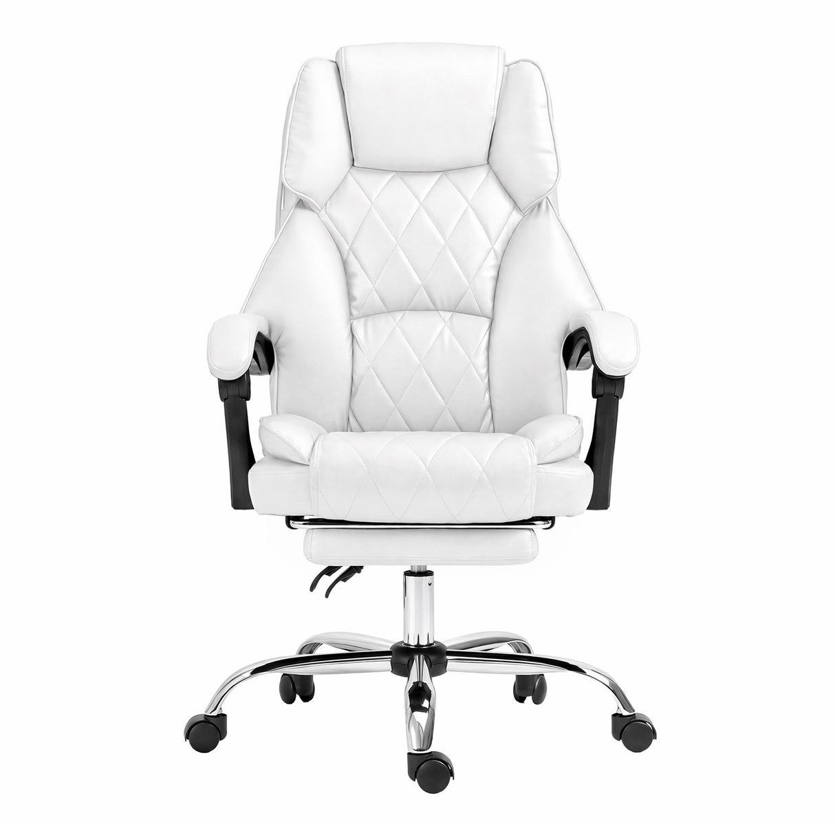 Office Chair Fabric & Foam White Adjustable Height