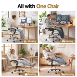 Office Chair Fabric & Foam White Adjustable Height