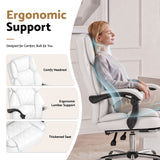 Office Chair Fabric & Foam White Adjustable Height