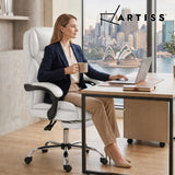Office Chair Fabric & Foam White Adjustable Height