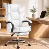 Office Chair Fabric & Foam White Adjustable Height