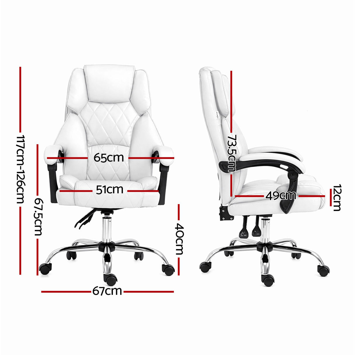 Office Chair Fabric & Foam White Adjustable Height