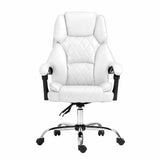 Office Chair Fabric & Foam White Adjustable Height