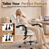 Office Chair Fabric & Foam White Adjustable Height