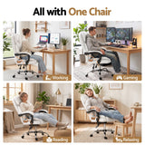 Office Chair Fabric & Foam White Adjustable Height