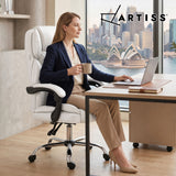 Office Chair Fabric & Foam White Adjustable Height