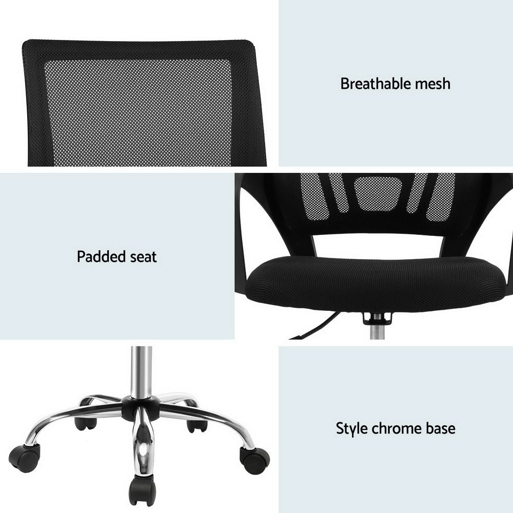 Artiss Mesh Office Chair Mid Back Black