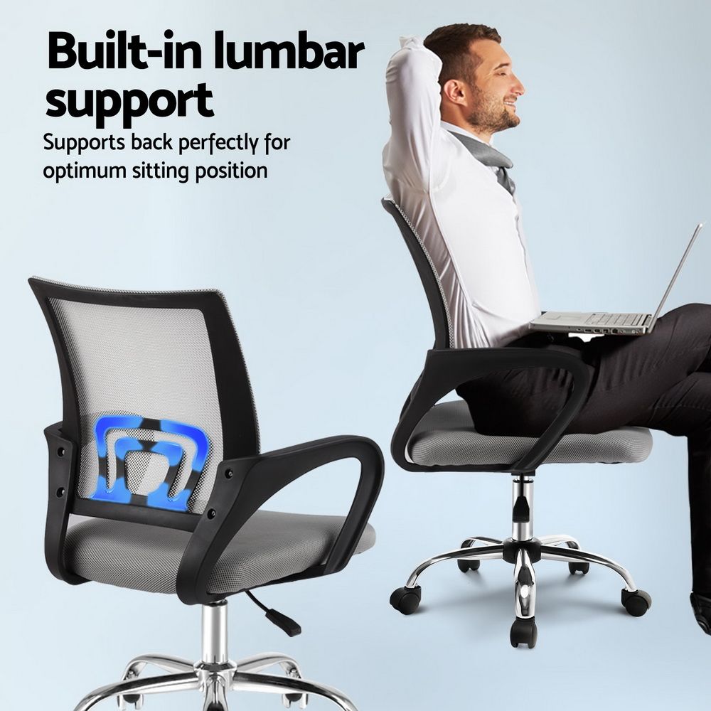 Artiss Mesh Office Chair Mid Back Grey