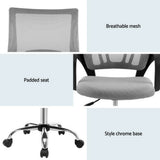 Artiss Mesh Office Chair Mid Back Grey