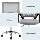 Artiss 2x Mesh Office Chair Mid Back Grey