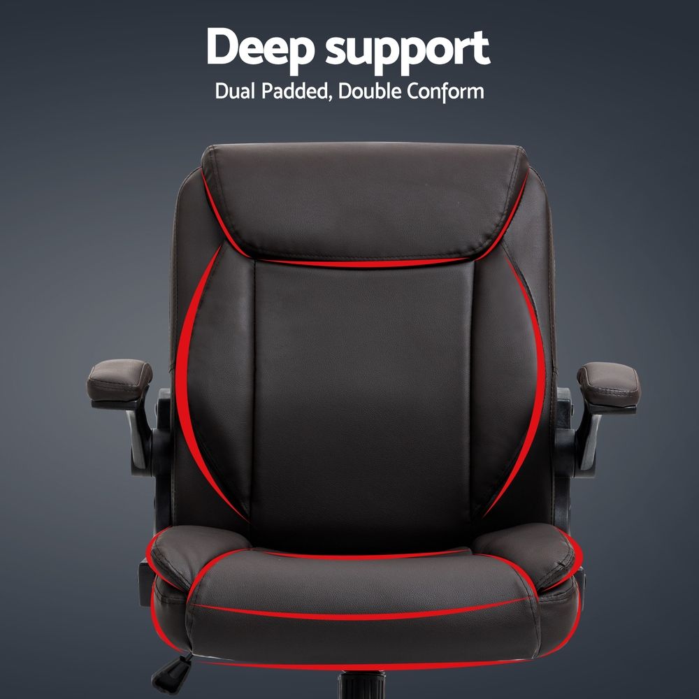 Artiss Executive Office Chair Mid Back Brwon