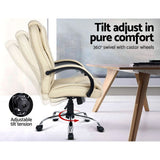 Artiss Executive Office Chair Leather Tilt Beige
