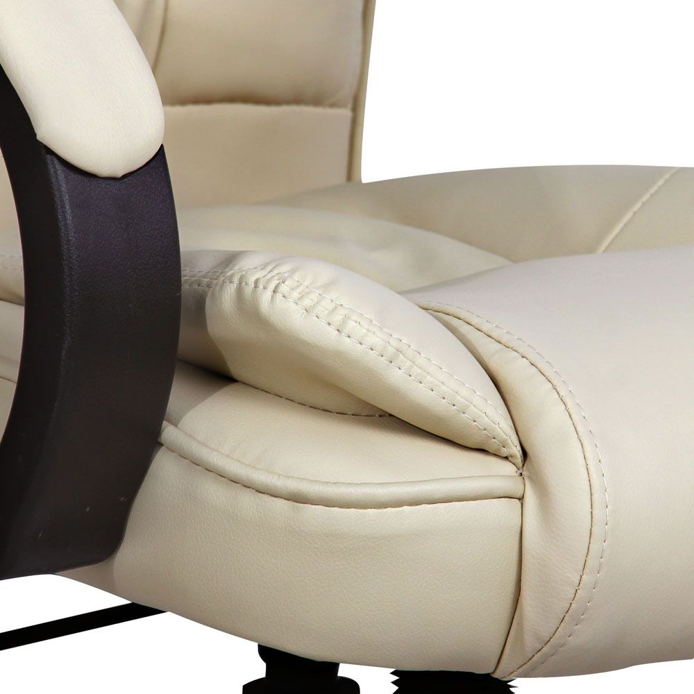Artiss Executive Office Chair Leather Tilt Beige