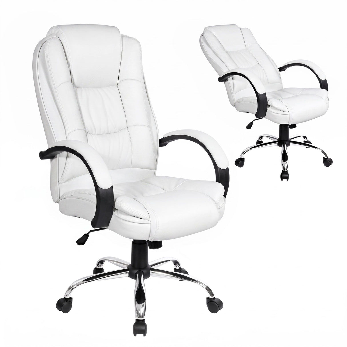 Artiss Executive Office Chair Leather Tilt White