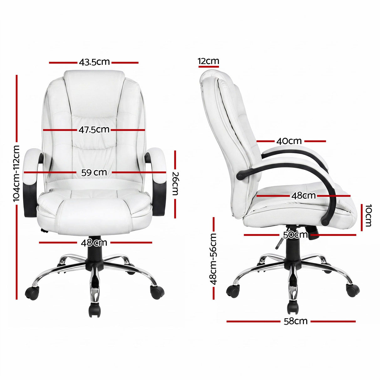 Artiss Executive Office Chair Leather Tilt White